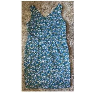 Floral Blue Sleeveless Dress